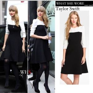 Kate Spade black & white color block dress, short sleeve version Taylor Swift‘s